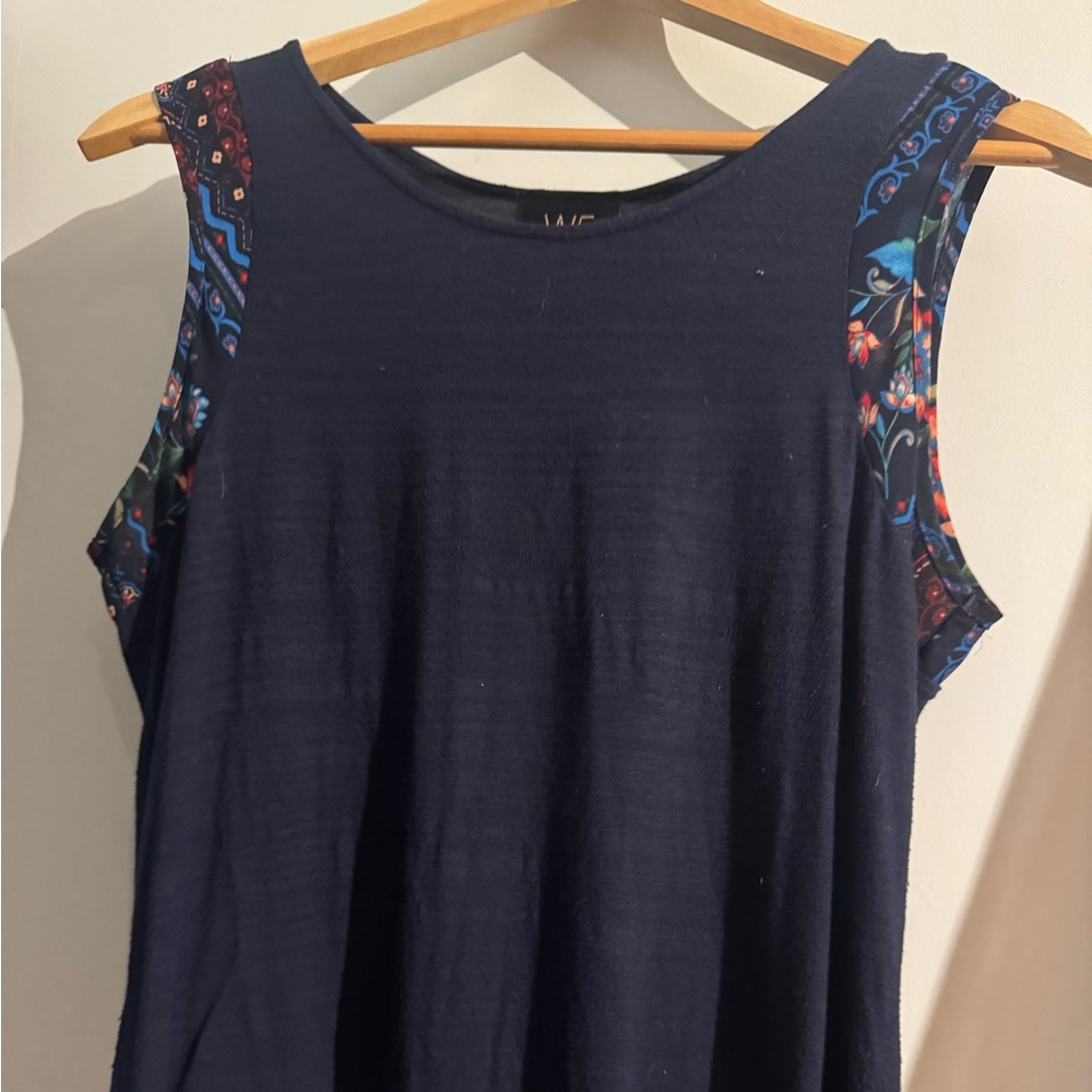 W5 Navy Blue Tank Top with Patterned Accents